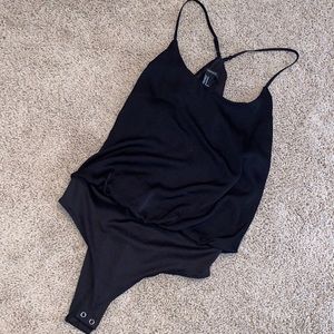 Black silk blouse bodysuit